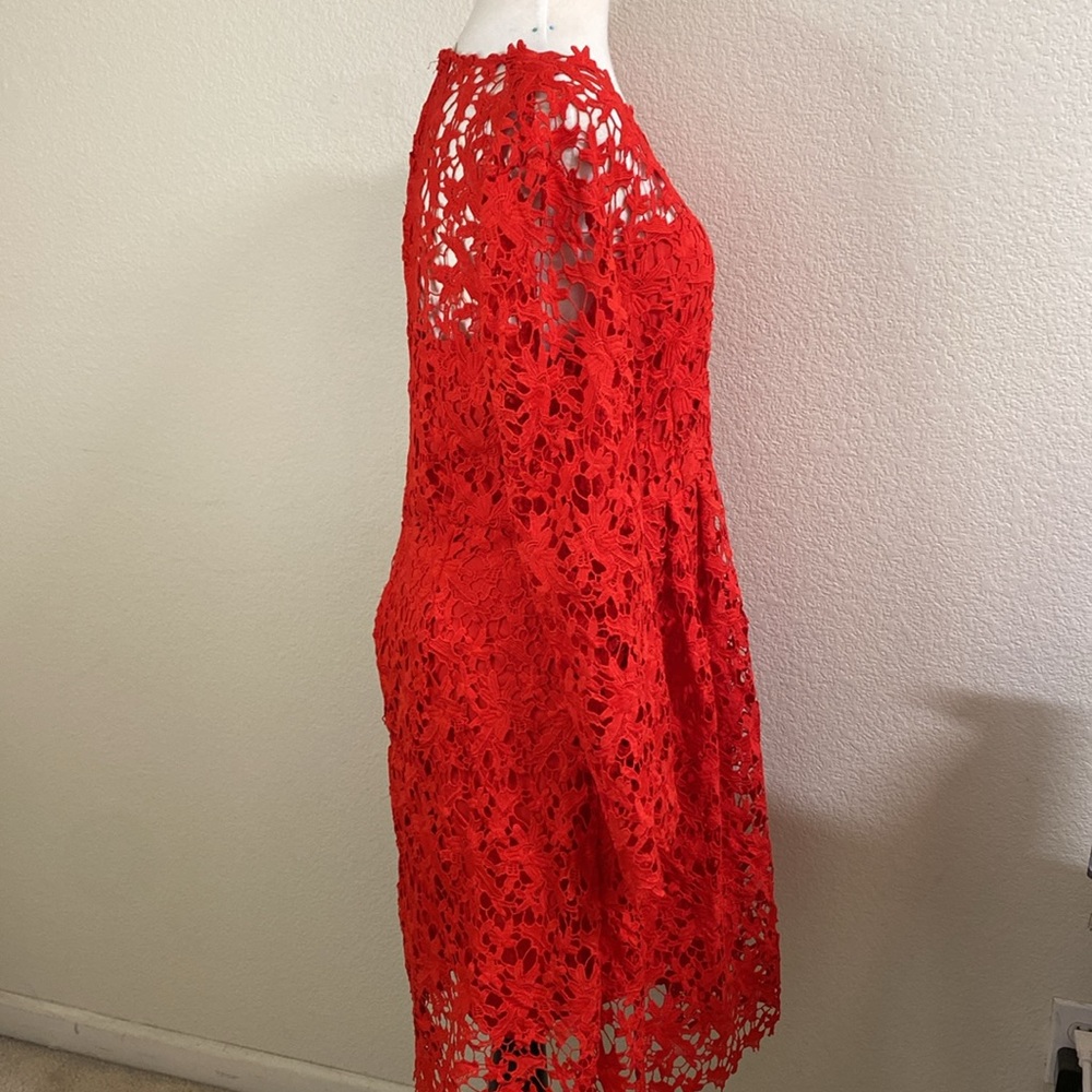 ASTR Red‎ lace Long Sleeve V Neck Lined Back Zip Size XL - Picture 3 of 5